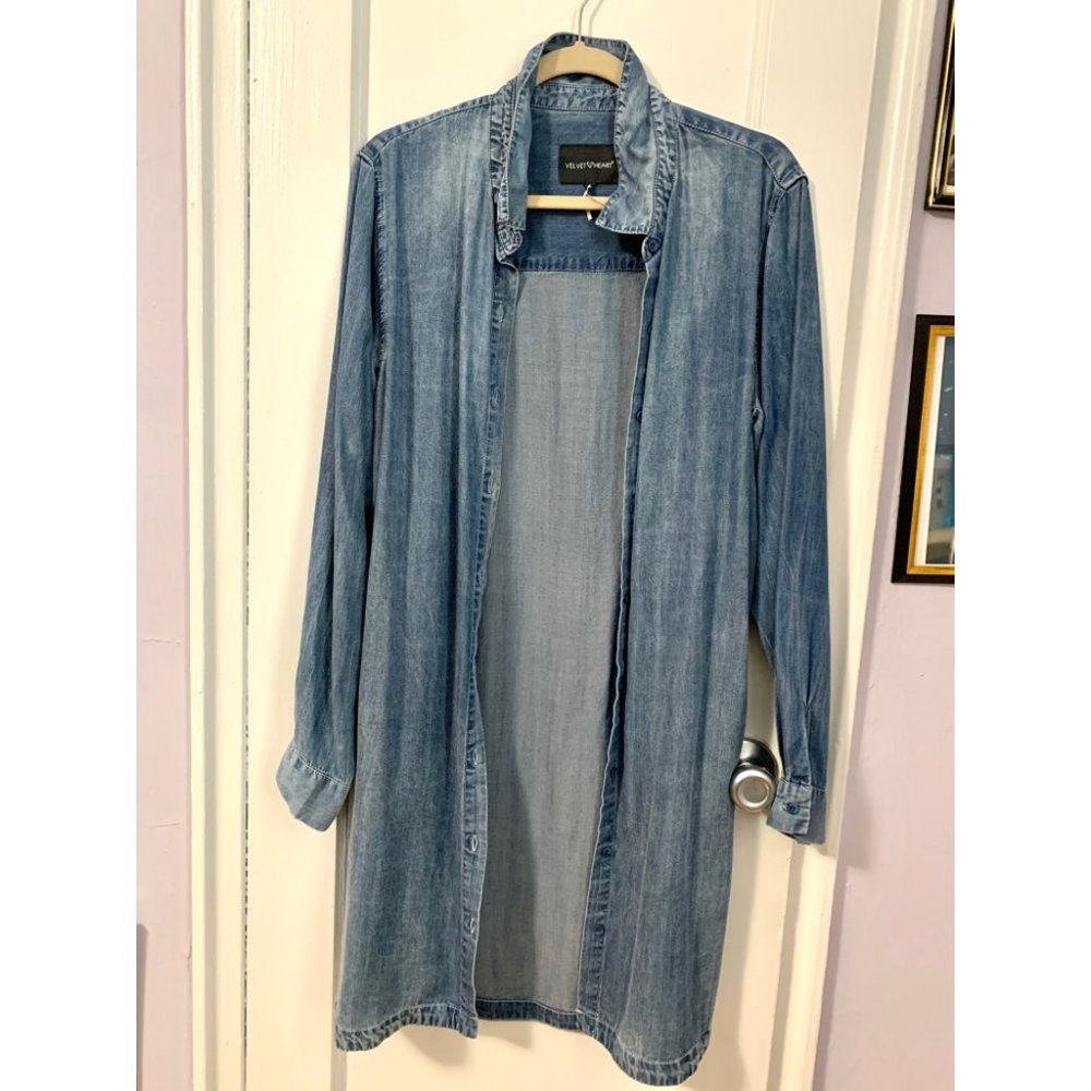 Denim button down dress long sleeves M